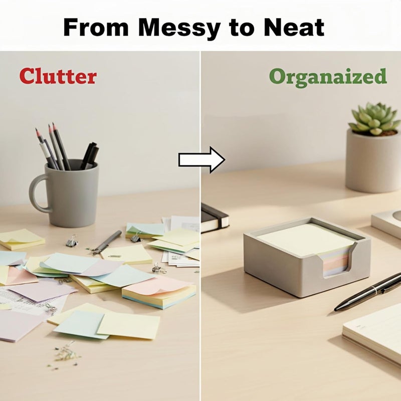 BAOHD Concrete Sticky Note Holder for 3x3 Inch Notes - Cement Self-Stick Note Memo Pad Holder Notepad Dispenser Organizer - Modern Desk Accessory for Office & Home, Gray - Image 4